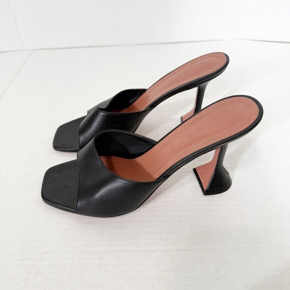 Amina Muaddi Women’s Lupita Leather Black Luxury Slipper Mule Sandal Size 11 - Picture 4 of 11